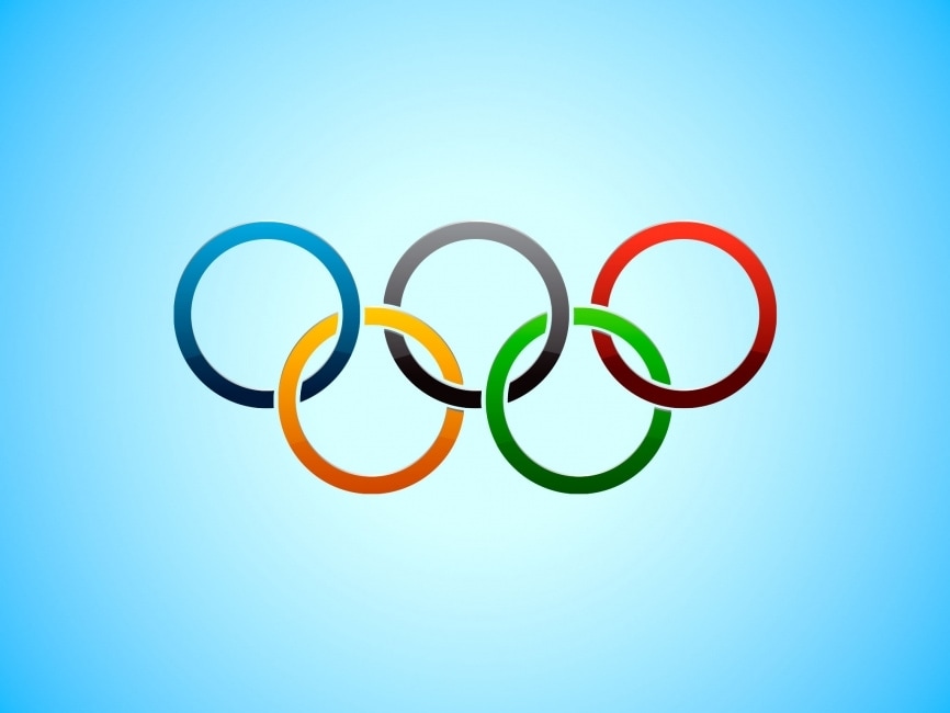 Golden Olympic rings, gold glitter rings, artwork, metal grid background,  creative, HD wallpaper | Peakpx