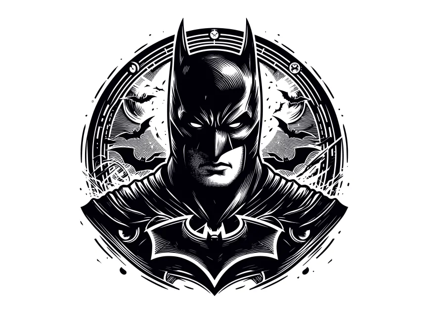 Abstract Batman in Circle with Bats Illustration Vector PNG vector in ...