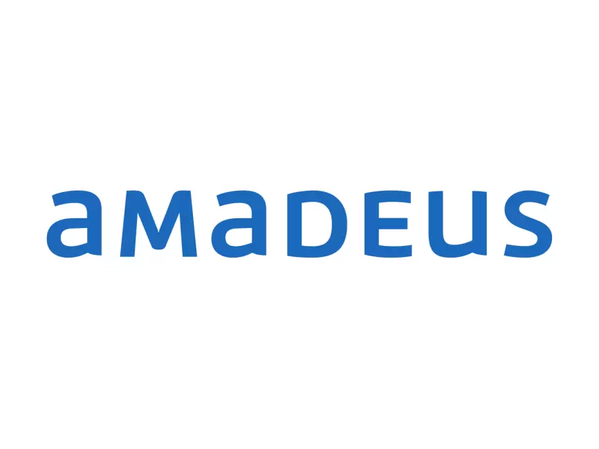 Amadeus IT Group, rotated logo, black background B Stock Photo - Alamy