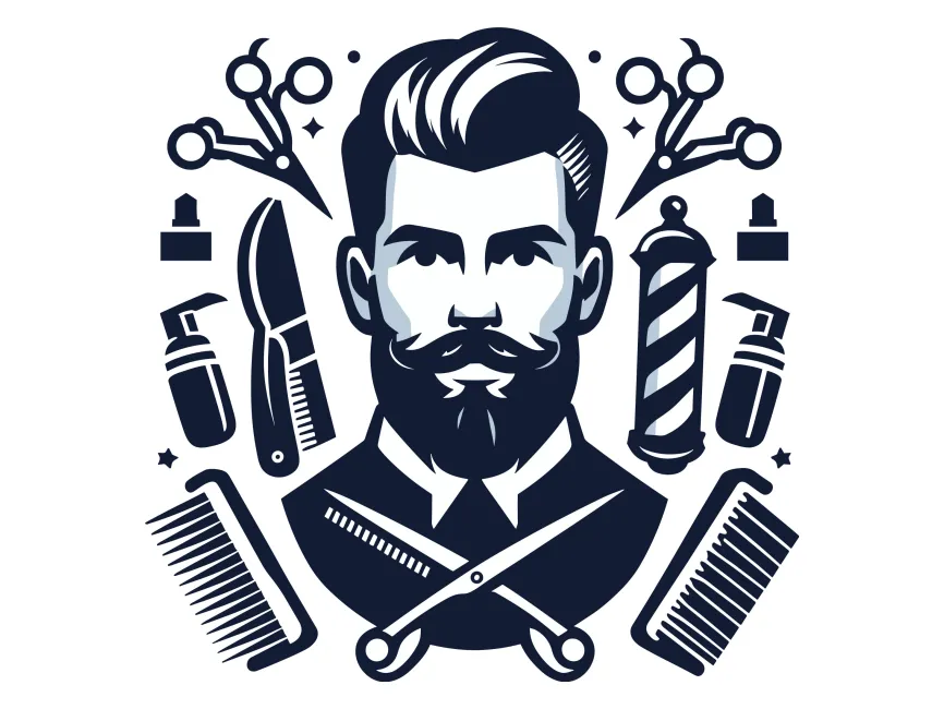 Barber shop hair cut vintage logo, png | PNGWing