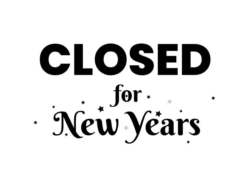 Closed For New Years Sign Vector