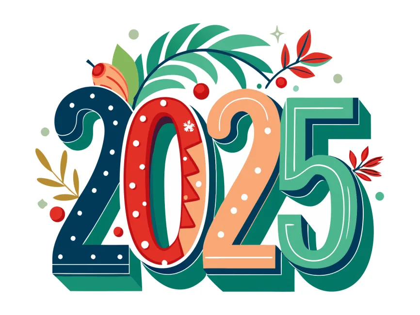 Colored 2025 Christmas Lettering Vector PNG vector in SVG, PDF, AI, CDR