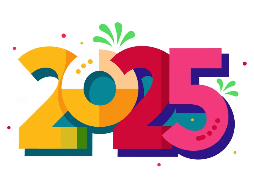 Colorful 2025 New Year Vector PNG vector in SVG, PDF, AI, CDR format