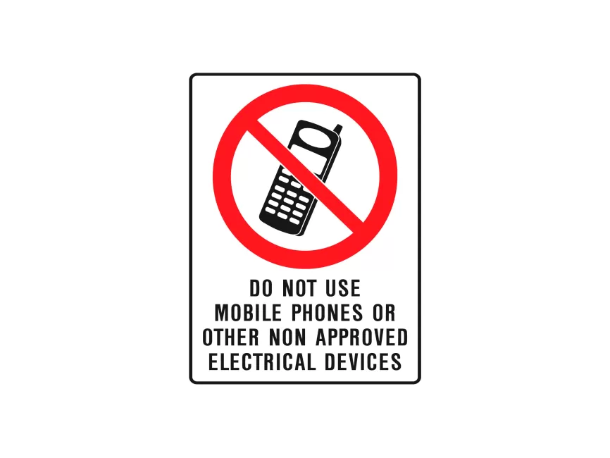 Do Not Use Mobile Phones or Other Non Approved Devices Prohibition Sign Vector