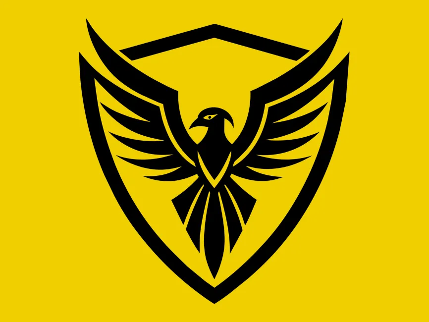 Falcon Silhouette Design in Shield Logo Template Vector Files Download ...