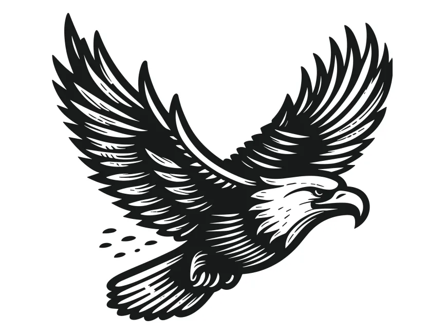 Flying Hunter Eagle Logo Template PNG vector in SVG, PDF, AI, CDR format