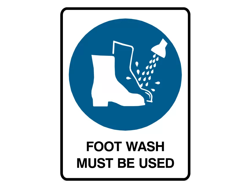Foot Wash Must Be Used Sign Vector
