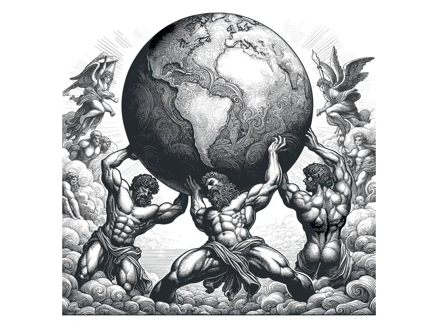 Hercules Lifts the Earth Illustration Vector