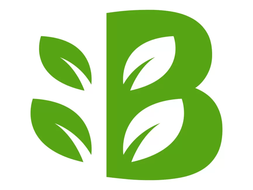 Green letter b logo with leaf Royalty Free Vector Image