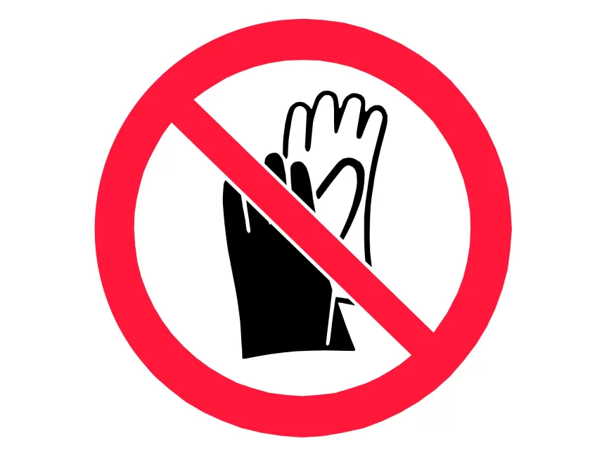 No Gloves Prohibition Pictogram Vector