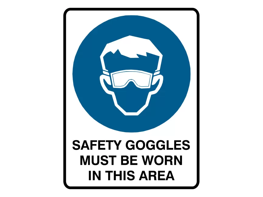 Safety Goggles Must Be Worn In This Area Sign Vector