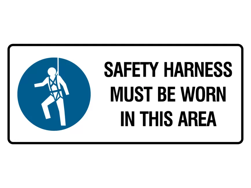 Safety Harness Must Be Worn In This Area Sign Landscape Vector