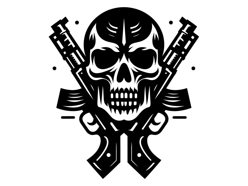 Skull and Guns Logo Template PNG vector in SVG, PDF, AI, CDR format