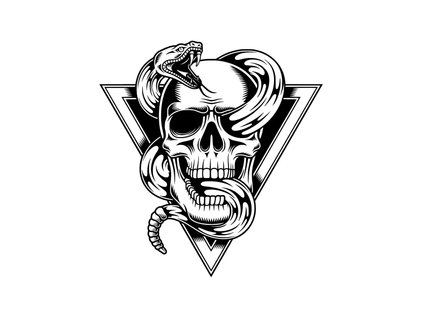 Skull and Snake in Triangle Logo Template