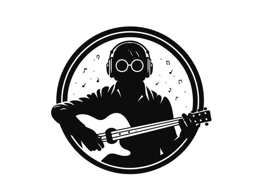 acoustic guitar logo design vector template - MasterBundles
