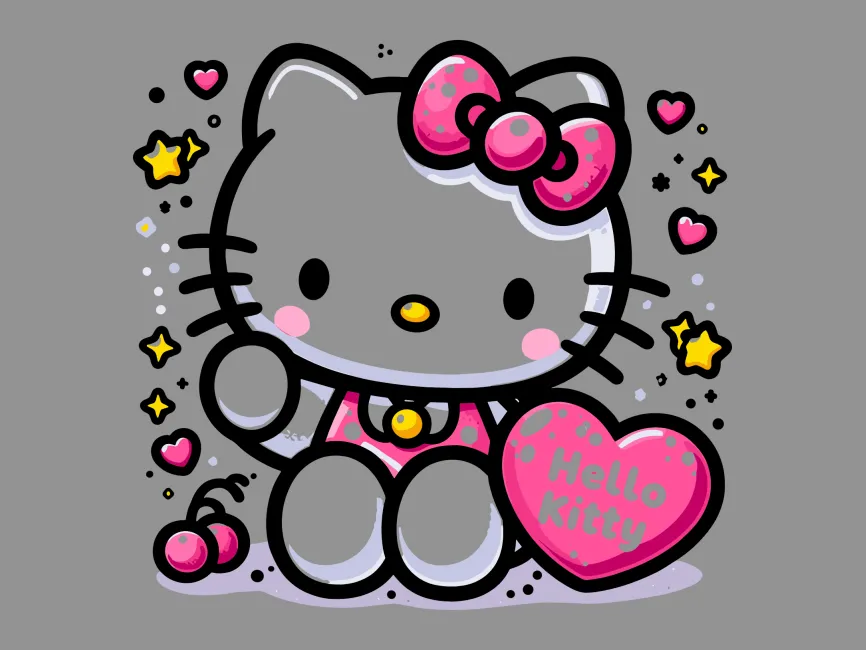 SVG Hello Kitty with Stars and Heart Vector PNG vector in SVG, PDF, AI ...