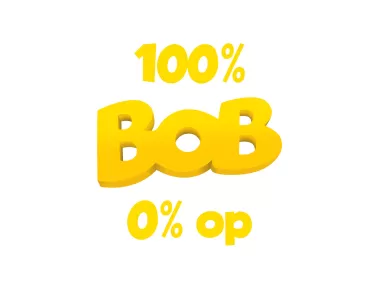 Yellow 100% Bob is 0% op Logo