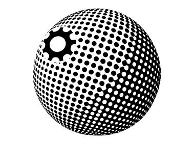 3D Dotted Halftone Sphere with Gear Logo Template