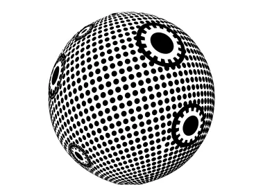 3D Dotted Halftone Sphere with Gears Logo Template