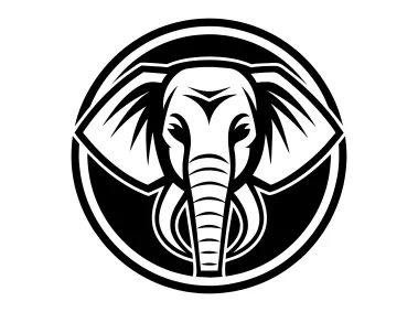 Abstract Black Elephant Design in Circle Logo Template