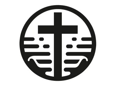 Abstract Christian Cross Symbol in Circle Logo Template