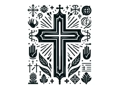 Abstract Christian Cross Symbol Logo Template