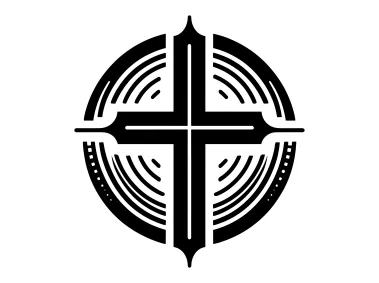 Abstract Circle Christian Cross Symbol Logo Template