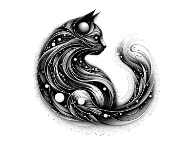 Abstract Dotted Cat Art Design Logo Template