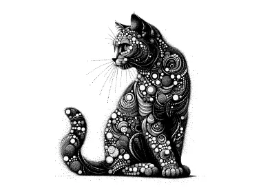 Abstract Dotted Cat Design Logo Template