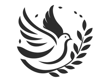 Abstract Dove Bird with Wreath Logo Template