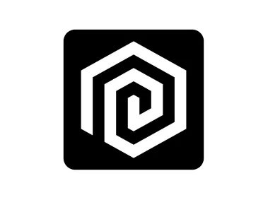 Abstract Hexagon E Letter Shape in Black Square Logo Template