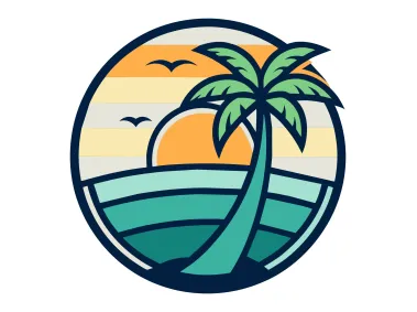 SVG Coconut Tree Cartoon Style Logo Template