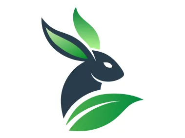 Nature Rabbit with Green Leaf Logo Template