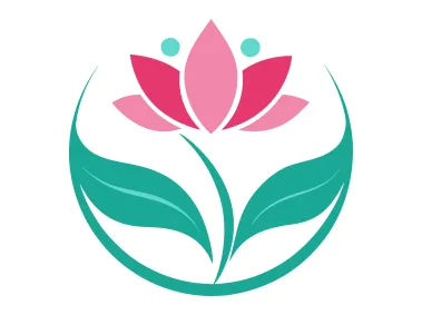 Lotus Flower with Green Leaves Logo Template