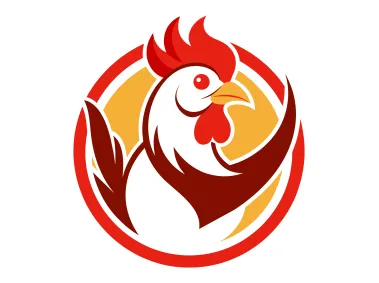Chicken Mascot in Circle Logo Template