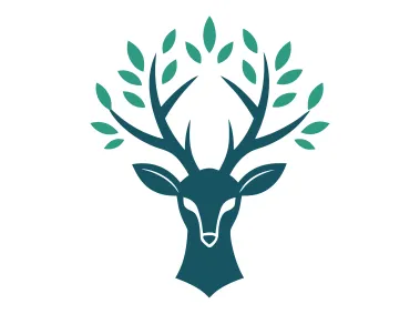Deer with Tree Shaped Antlers Logo Template