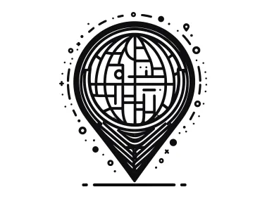 Abstract Map Pin with Globe Logo Template