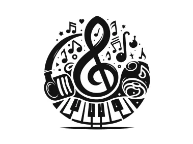 Abstract Music Notes Logo Template