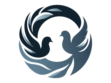 Abstract Pigeons Standing Facing Each Other Logo Template