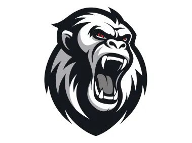 Angry White Gorilla Head Logo Template