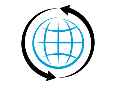 Arrows Circling Around Globe Shape Logo Template