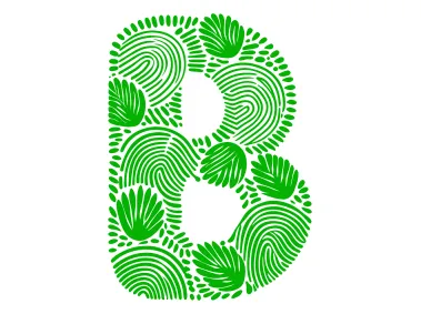 B Letter Green Fingerprint Style Logo Template