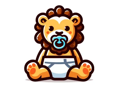 Sitting Baby Lion with Diaper and Logo