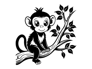 Baby Monkey on Tree Logo Template