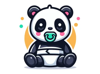 SVG Baby Panda with Diaper Logo Template