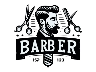 Barber Shop with Text Logo Template