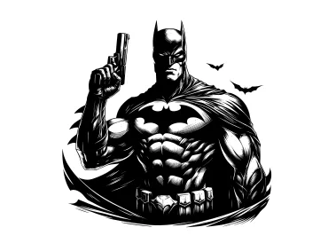 Batman with Gun Illustration Vector