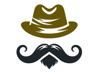 Beard Mustache with Hat Logo Template
