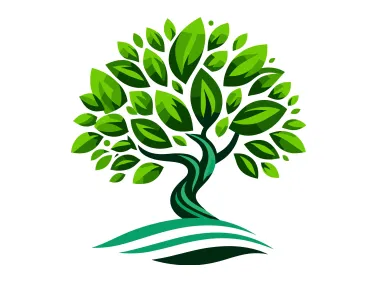 Big Green Tree with Leaves Logo Template