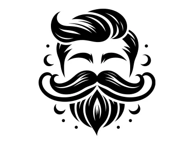Big Mustache Man with Black Hair Logo Template